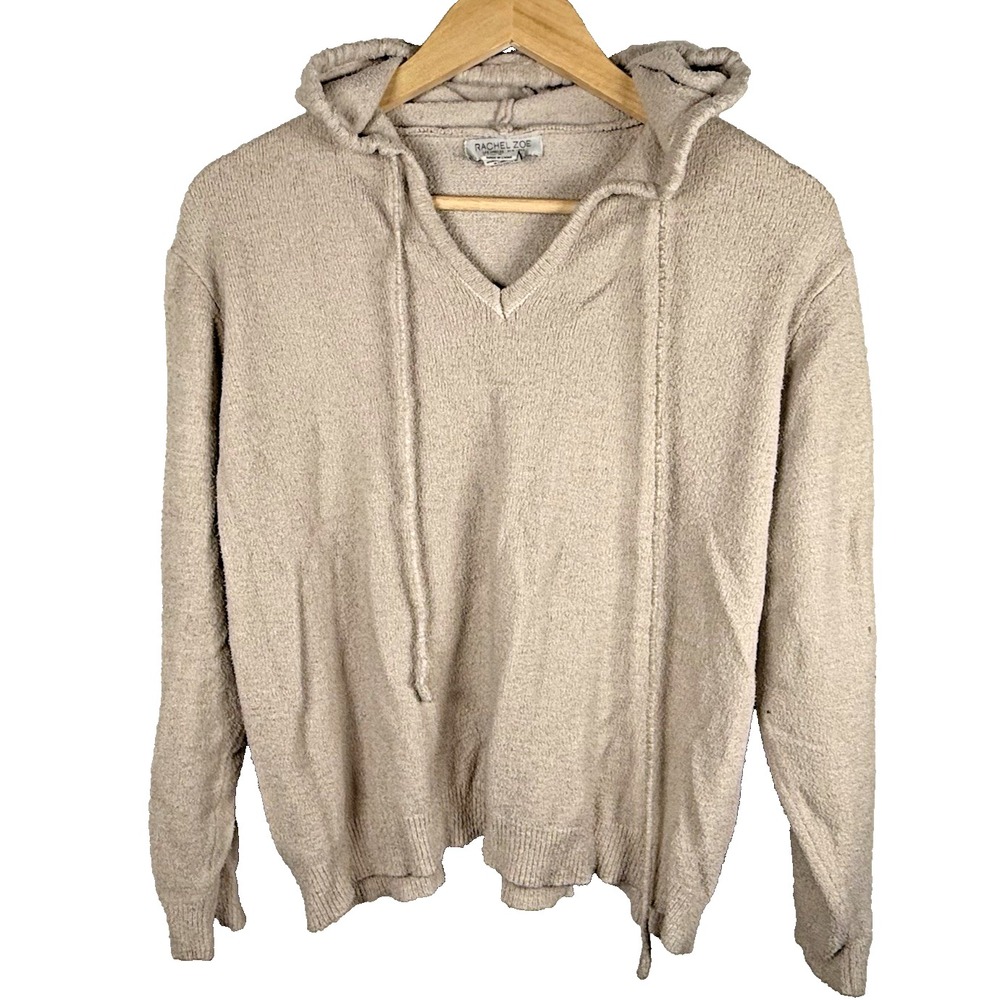Rachel Zoe Cropped Hoodie Sweater Cream Pullover Soft Womens XL Lagen Peasant